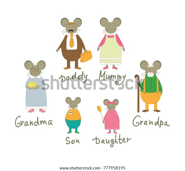 Vector Illustration Mice Family Mouse Father Stock Vector (Royalty Free ...