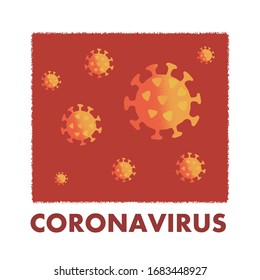 Vector illustration of microbes in semi flat colorful style. Free hand drawing icons of germs. Coronavirus. Covid-19. Microorganism icon and text. Symbol of corona virus. Dangerous bacilus in zoom.