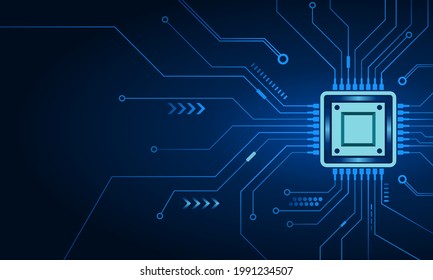 vector illustration of microchip circuit board, computer motherboard, technology background.