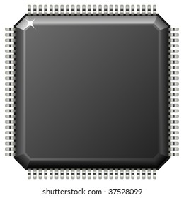Vector illustration of microchip isolated on white background.