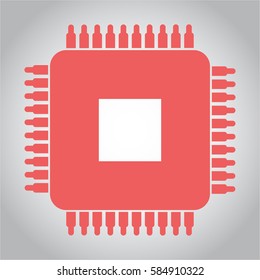 Vector Illustration of microchip microprocessor icon in peach
