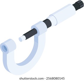 A vector illustration of a micrometer, highlighting its use as a precise measuring tool. Useful for educational materials, technical documentation, and design projects related to measurement and accur