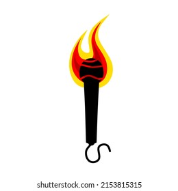 Vector illustration of a microphone with fire. Fiery microphone icon. On a white background. Great for singing contest logos, singing shows, and web logos.