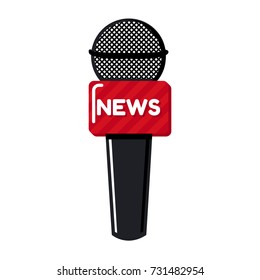 Vector illustration of microphone icon. Breaking news concept