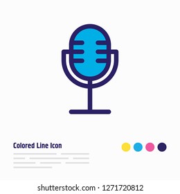 Vector illustration of microphone icon colored line. Beautiful lifestyle element also can be used as mic icon element.