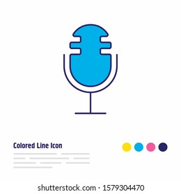Vector illustration of microphone icon colored line. Beautiful melody element also can be used as karaoke icon element.