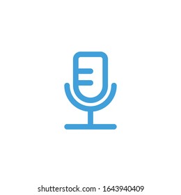 Vector illustration, microphone icon. Line design template