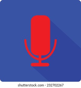 vector illustration of microphone icon on blue background