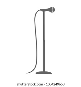 Vector illustration of microphone isolated on a white background. Black and white. Microphone in flat style.