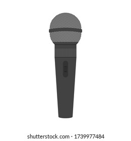 Ilustración vectorial del micrófono aislado sobre fondo blanco, diseño plano