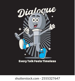 Vector Illustration of Microphone Mascot with Retro Mascot Illustration Available for Tshirt Design