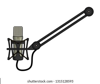 Vector illustration of a microphone mounted on a boom arm.