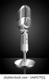 vector illustration of microphone on black background