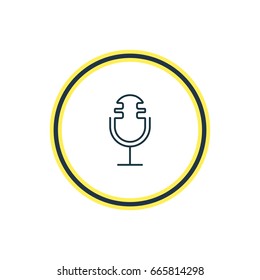 Vector Illustration Of Microphone Outline. Beautiful Hardware Element Also Can Be Used As Sound Recording Element.