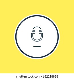 Vector Illustration Of Microphone Outline. Beautiful Hardware Element Also Can Be Used As Sound Recording Element.