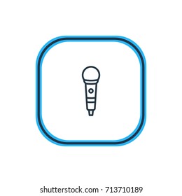 Vector Illustration Of Microphone Outline. Beautiful Banquet Element Also Can Be Used As Karaoke Element.