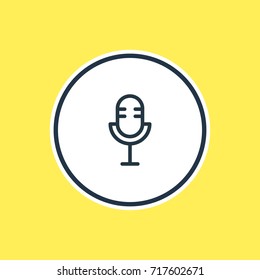 Vector Illustration Of Microphone Outline. Beautiful Joy Element Also Can Be Used As Mike Element.