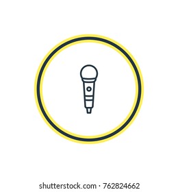 Vector Illustration Of Microphone Outline. Beautiful Feast Element Also Can Be Used As Karaoke Element.