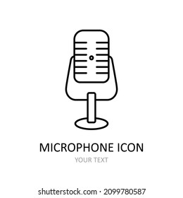Ilustración vectorial con micrófono. Icono de esquema