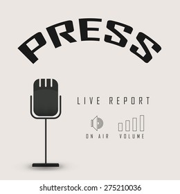 vector illustration of a microphone and a press conference