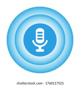 Vector illustration of the microphone sign in blue