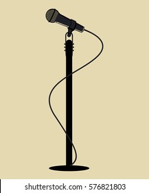 Vector illustration of microphone and stand