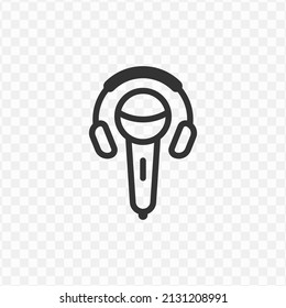 Vector Illustration Of Microphone Using Headphones Icon In Dark Color And Transparent Background(png).