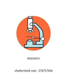 Vector illustration. Microscope. Medical icon. First aid help and diagnosis.Medical research and therapy. Global healthcare. 