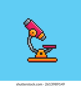 Vector Illustration of Microscope with Pixel Art Design, perfect for game assets themed designs