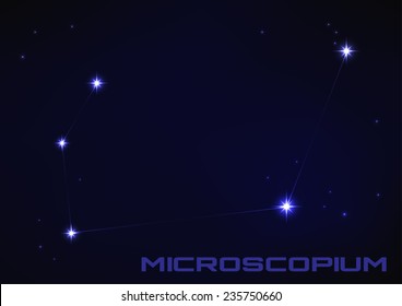 Vector illustration of Microscopium constellation in blue 