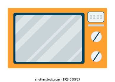 Vector illustration microwave front view. Electric oven, kitchen appliance isolated element. An automatic appliances used for cooking. Design for logo design, icon, sticker, website, magazine.