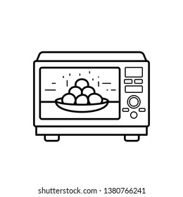 vector illustration microwave kitchen equipment image vector icon flat logo. Outline icon isolated on white background.