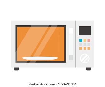 Vector illustration of microwave oven. Home appliances.