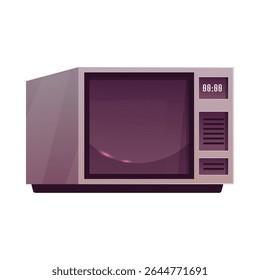 Ilustração vetorial do forno de micro-ondas com design moderno e painel digital eletrônico. Forno elétrico. Equipamento de cozinha. Estilo de desenho animado plano. Plano de fundo isolado. Ícone.