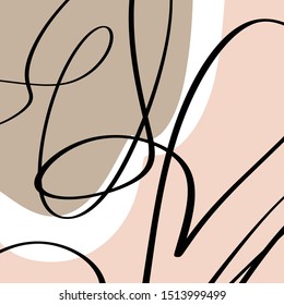 Vector illustration. Mid century modern abstract art. Nordic interior design. Poster and print, scandinavian style
