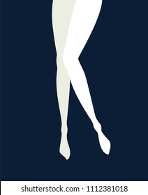 Vector illustration in mid century pop art poster style - pinup woman legs in vector isolated on dark blue poster background