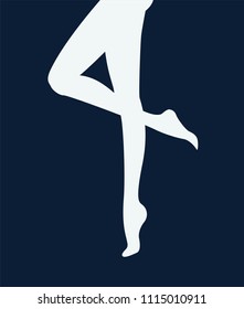 Vector illustration in mid century pop art poster style - pinup woman legs in vector isolated on dark blue poster background