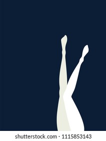 Vector illustration in mid century pop art poster style - pinup woman legs in vector isolated on dark blue poster background