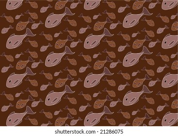 Vector illustration of mid-century modern 1950's style abstract fish pattern. Retro abstract Background.