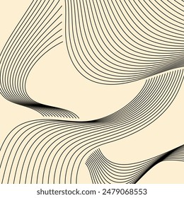 Vector illustration. Mid-century modern graphics. Minimalist background with black lines. Abstract figures. Design elements for social networks, blog posts, banners, cards.