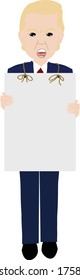 Vector Illustration Middle Aged Man Peaceful Protester with Sign