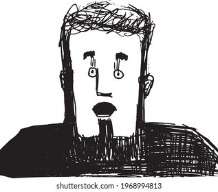 vector illustration of middle aged man in shock isolated portrait