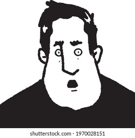vector illustration of middle aged man in shock isolated portrait