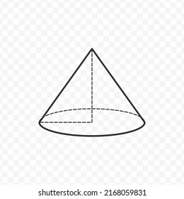 Ilustración vectorial de formas geométricas 3D del cono medio en color oscuro y fondo transparente (png).