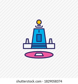 Ilustración vectorial del centro de la línea de color del icono de la tierra. Un bello elemento turístico también se puede usar como elemento de icono de aventura.