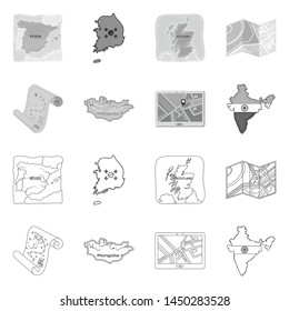 Vector illustration of middle and east icon. Set of middle and country vector icon for stock.