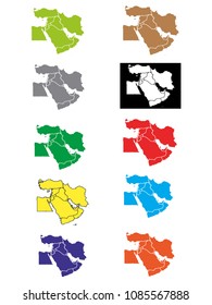 Vector illustration of the Middle East Map Set