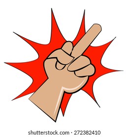 Vector illustration, middle finger