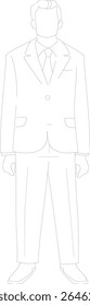 Vector illustration of a middle-aged man in a suit with only lines all over his body
