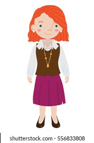 Vector illustration of middle-aged red headed woman